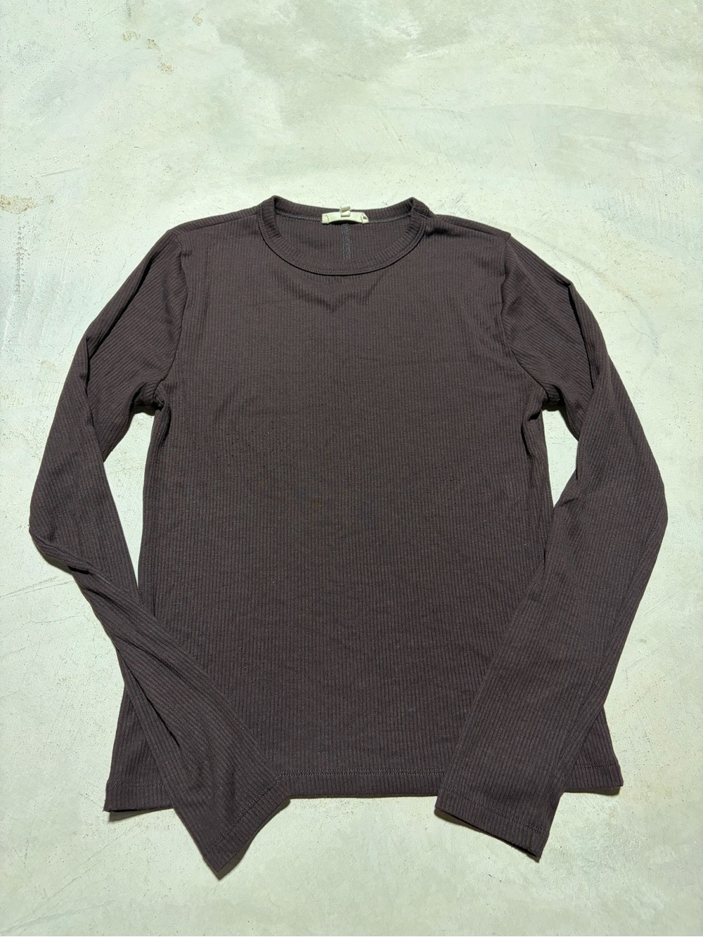Madewell Long Sleeve Ribbed Crew Neck Shirt brown large